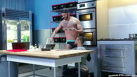 Beaux Banks Gags on Romeos Thick Rod in Hot Kitchen Ride – Raging Stallion