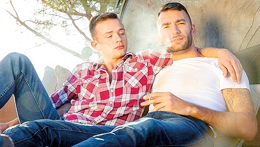 Rooftop Passion: Logan Takes Adams Thick Cock Bareback Under the Sun – FalconStudios