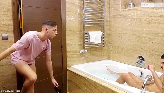 Jonny Montero Pierre Rubberax Ignite the Stall – Hot Shower Sex – GayXXX