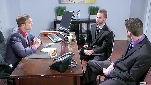 Rocco, Andrew Chris Ignite Office Heat — Wild Gay Threesome Action – 18+