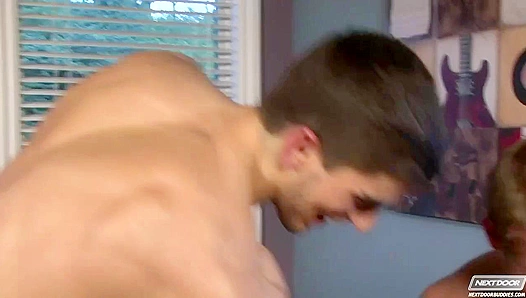 Next-Door Fire: Tyler Kyles Steamy Bareback Threeway Ride – 18+