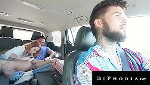 Double Penetration Thrills: Bi Studs Ride Pound Hungry Traveler – Biphoria