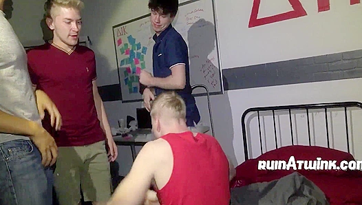 Geek Humiliated Bended by Frats – Raw Gay Action 18+