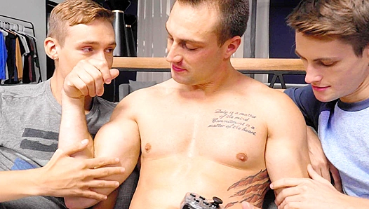 Three Hung Twinks Tease Take Turns Pleasing Their Horny Ripped Neighbor – Damien, Jack