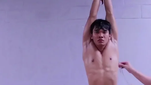 Moaning Hot Asian Stud Feels Every Touch as Nipples teased in Steamy Bondage – 18+