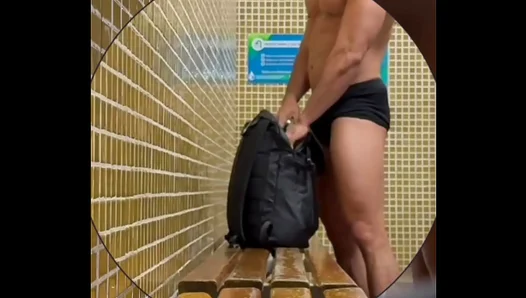 Caught on Cam: Security Gets Down On His Knees for Busty Stud in Clubs Lockers – Steamy