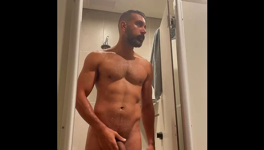 Steamy Showers Sinew: A Horny Latino JERKS OFF Dripping Wet – 18+
