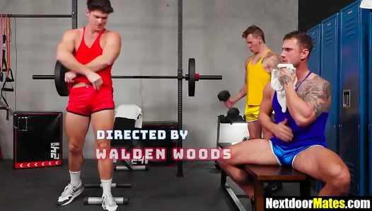Massive-Cock Gym Hunks Dominate Each Others Throats – Steaming Glory Hole Action –