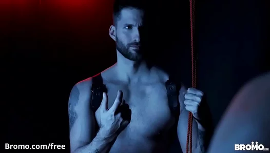 Sweat-Drenched Hunks Grind Bare-Chested in Steamy Dark Room Encounter – 18+
