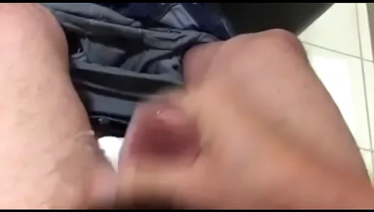 Steamy Stress Release: Jerking Off Hard in the Office Bathroom Stall – 18+