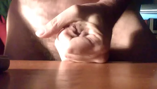Hard Hands Work Until Thick Cum Splatters Across the Desk — AmateurGayPorn