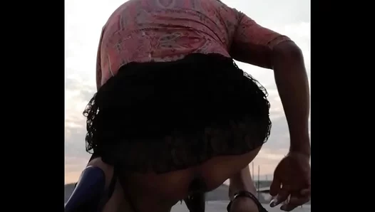 Sun-Drenched Twinks: Lingerie Big Dildo Play Under the Rooftop Sun – 18+
