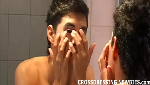Sissy Twink Dressed to Impress Takes Hot Anal Blowjob Action – 18+