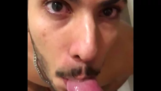 Young Hung Stud Gags on Massive Cock, Swallows Thick Load — AmateurGayAction 18+