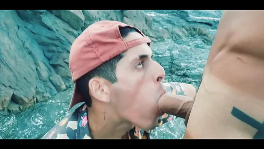 Steamy Beach Hookup: Curious Guys Swap Blows Take It Up the Ass – 18+