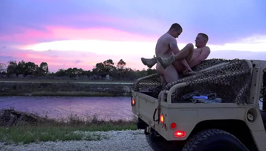 Rough Outdoor Encounter: Hung Soldiers Ride Dick Hard – Extreme Gay Porn