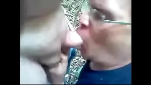 Backwoods Blowjob Bliss: Young Stud Feasts on Veteran Truckers Thick Meat – 18+