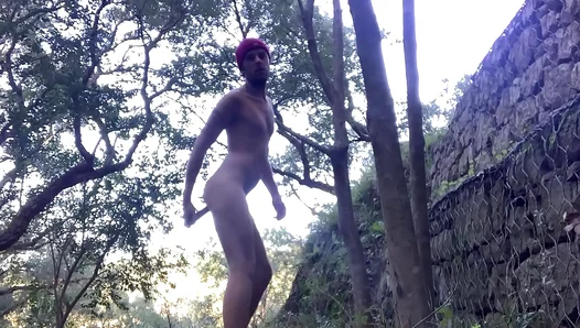 Naked Thrills: Guy Takes Huge Toy Outdoors – Steamy Public Ride 18+