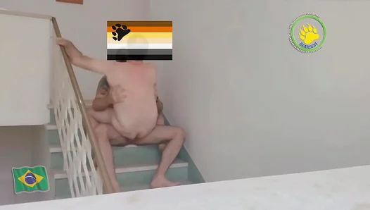 Steaming Up the Stairs – Wild Naked Encounter Between Men – HotGaySexAtHome