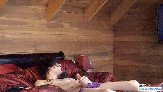 Emo Cutie Jizzes Solo on Bed, Flaunting His Thick Hard Cock – OurBoyFriends