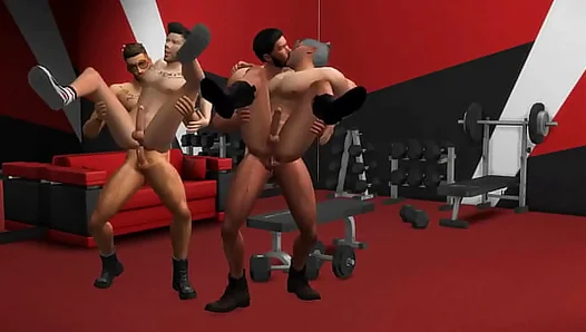 Sweat-Drenched Hotties Collide in Wild Simulated Muscle Orgy – XXX