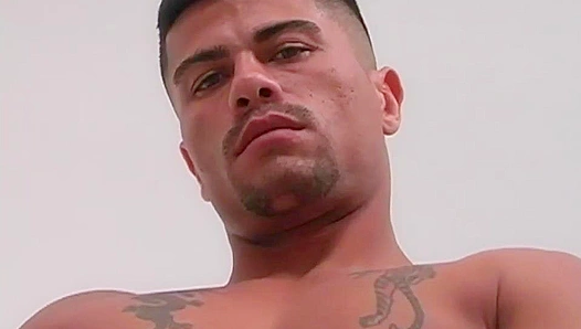 Steel abs, piercing gaze — he strokes his massive cock slow for you MenOver30