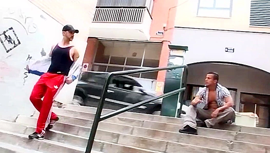 Chiseled Latino Stallions Collide on Sleek Marble Steps – Hot Outdoor Sex